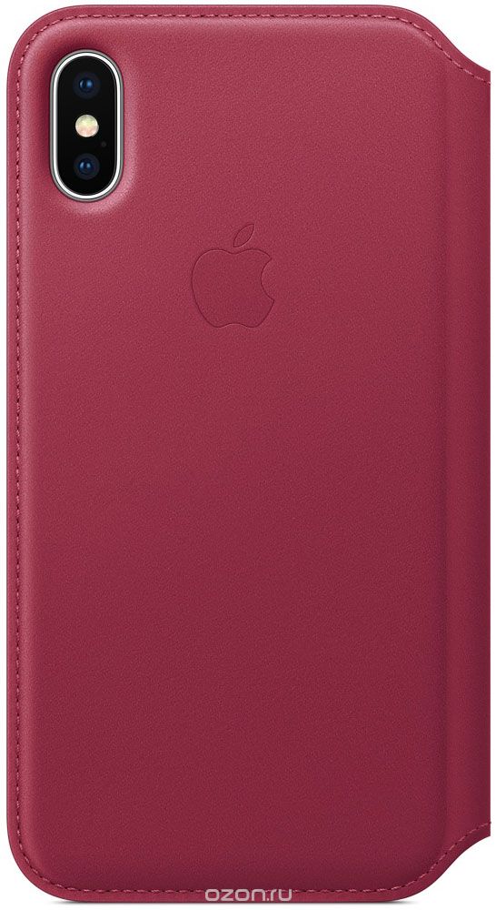Apple Leather Folio, Berry чехол для iPhone X