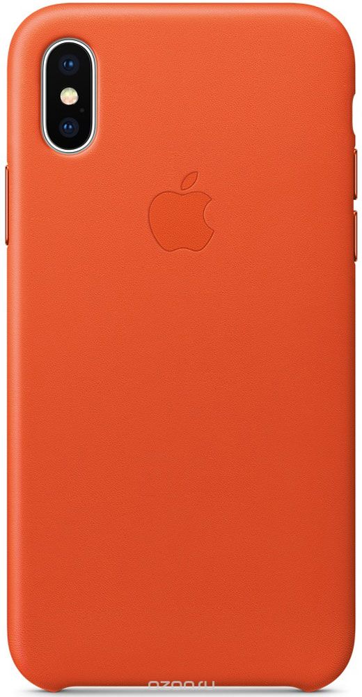 Apple Leather Case чехол для iPhone X, Bright Orange