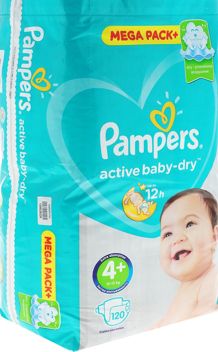  Pampers Active Baby-Dry,  4+, 10-15 , 120 